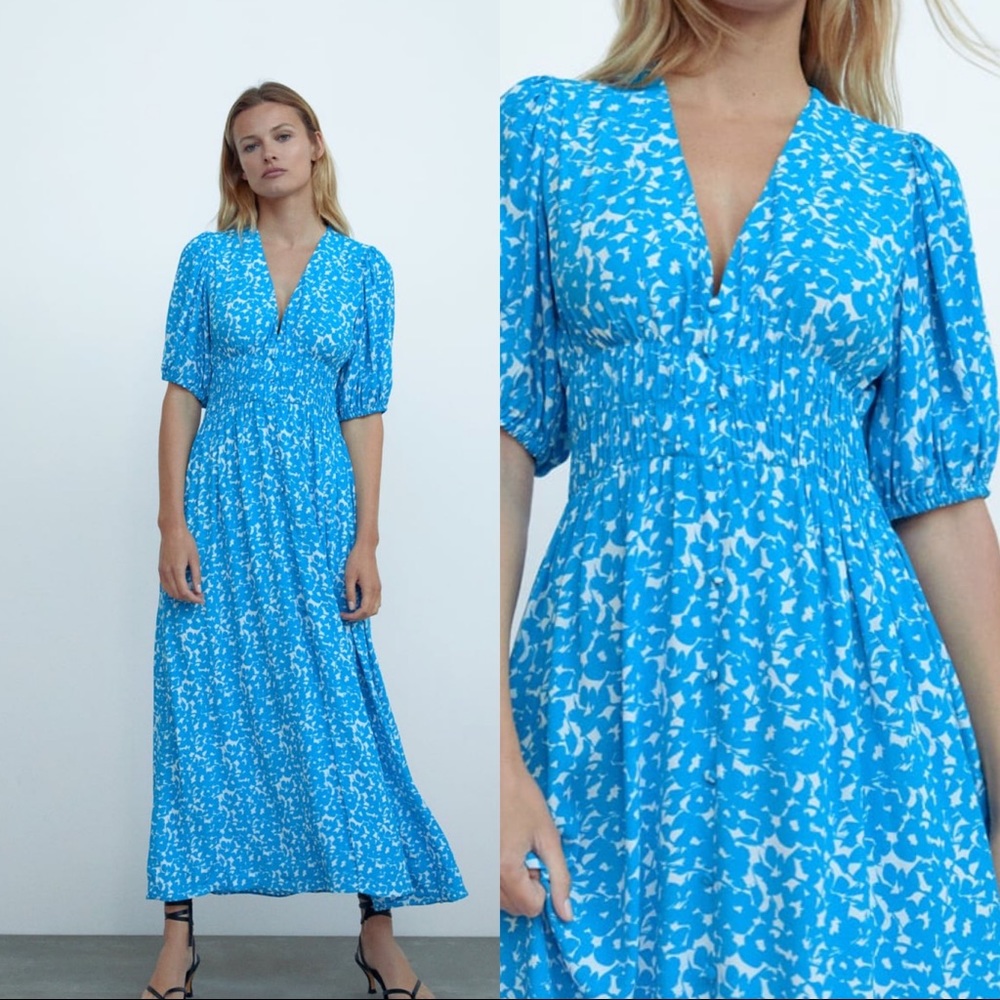 Zara blue print midi dress.